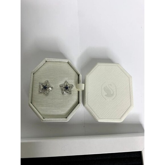 New Swarovski Stella Blue Star Studded Earrings - Picture 4 of 12